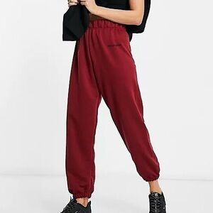 NWT NEW girl ORDER Women’s High Waisted Jogger Sweatpants Burgundy Red‎ Size 12